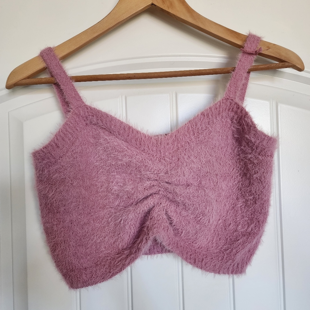 HAZEL MOON Fuzzy Lilac Crop Top